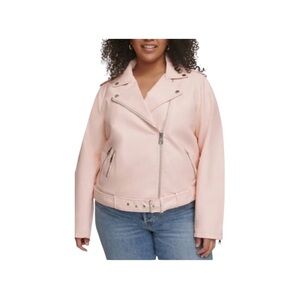 Levi’s.  Blush Pink Faux Leather Plus Moto Style Full Zip Ling Sleeves Jacket 4X